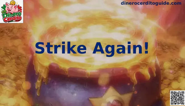 Interfaz e ilustración detallada de la función Strike Again en el ecosistema de Dinero Cerdito